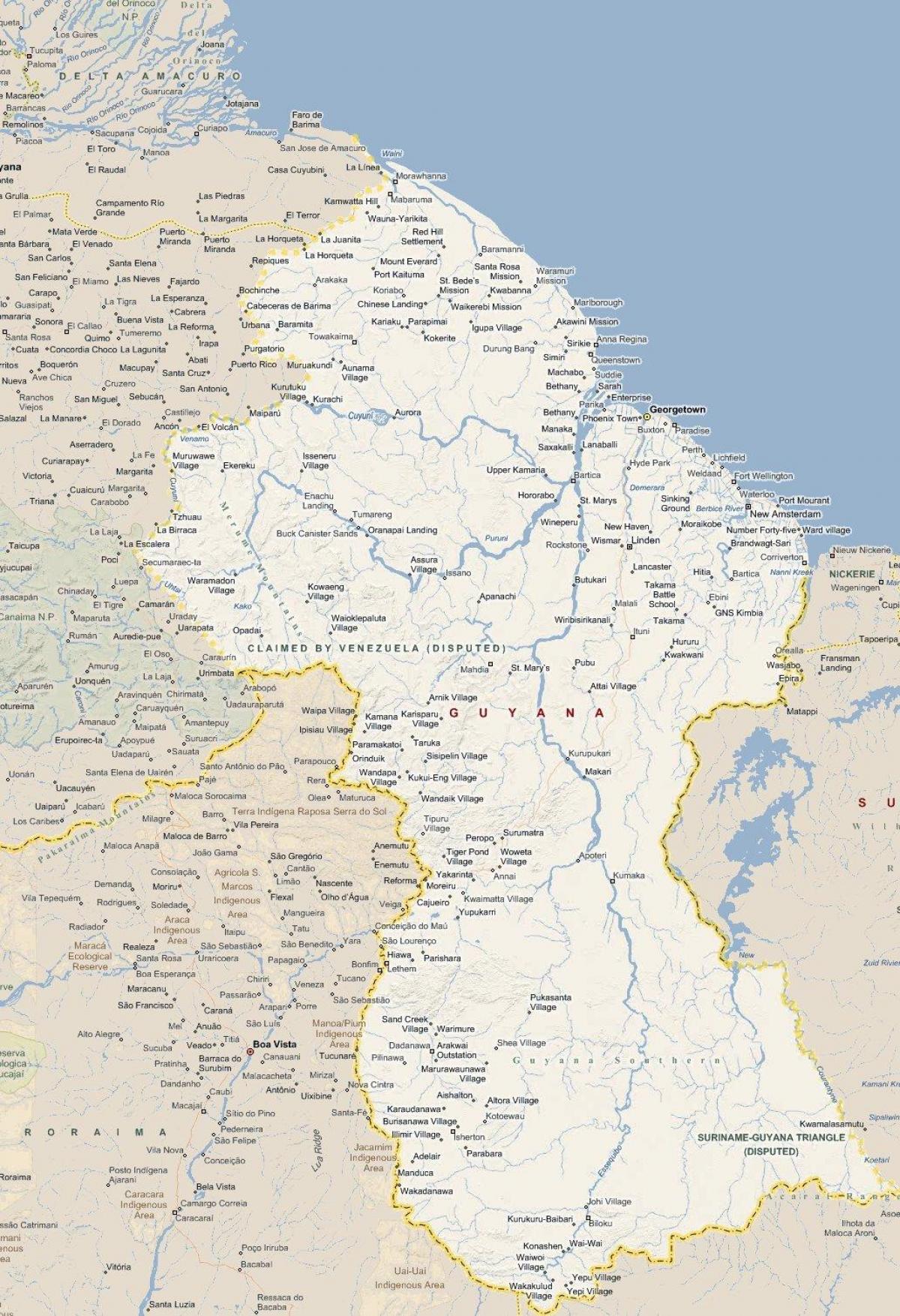 карта Гвајана путу
