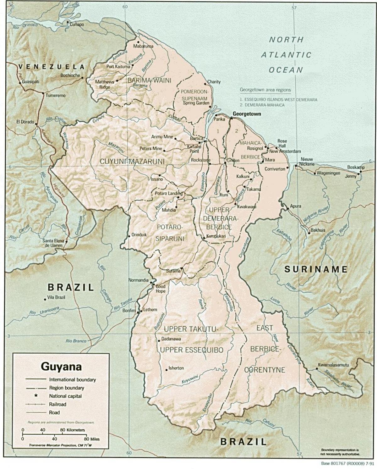 мапа насеља индијанаца у Гвајани