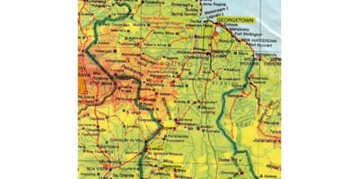 Карта Гвајана Африка