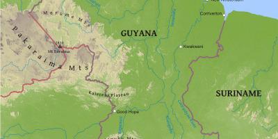 Карта Гвајана, показују ниска обала равнице